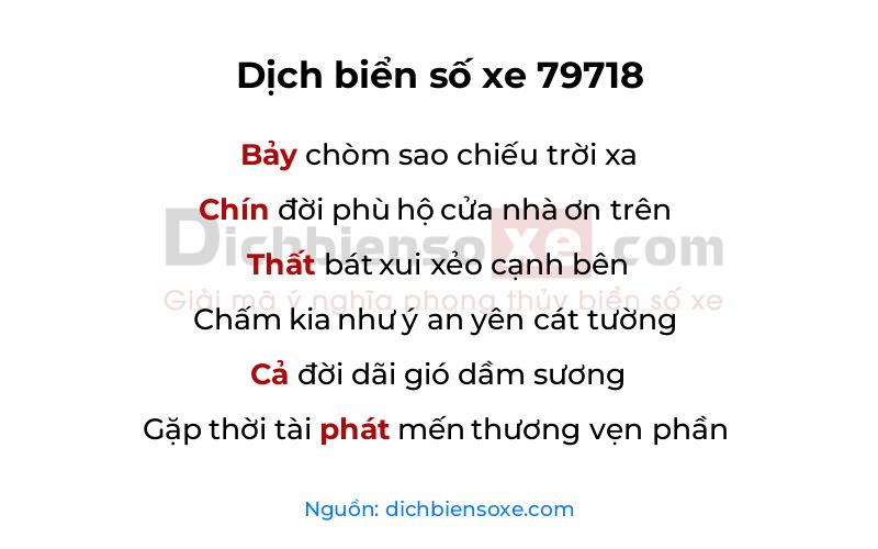 Dịch thơ biển số 79718