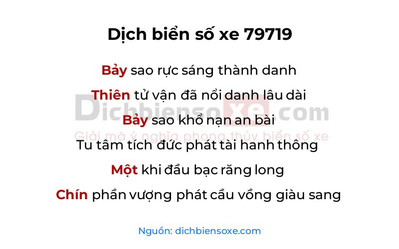 Dịch thơ biển số 79719
