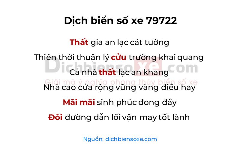 Dịch thơ biển số 79722
