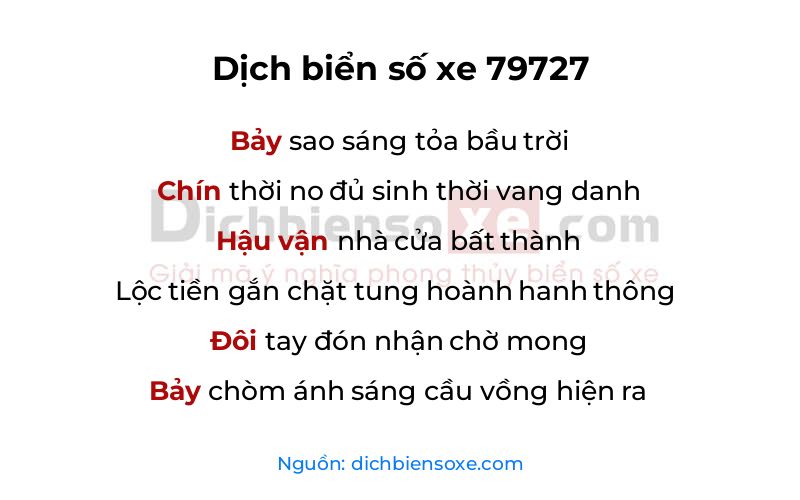Dịch thơ biển số 79727