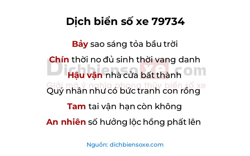 Dịch thơ biển số 79734