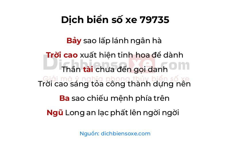 Dịch thơ biển số 79735