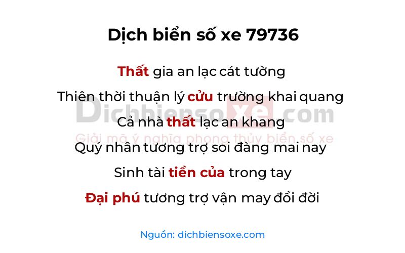 Dịch thơ biển số 79736
