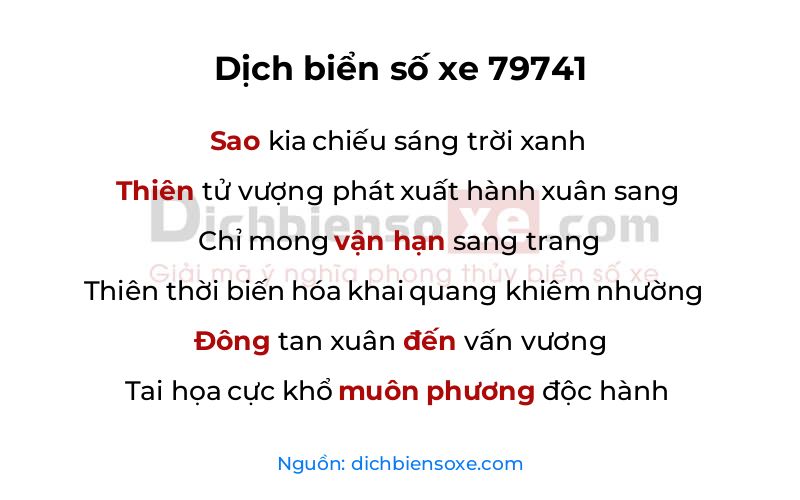 Dịch thơ biển số 79741