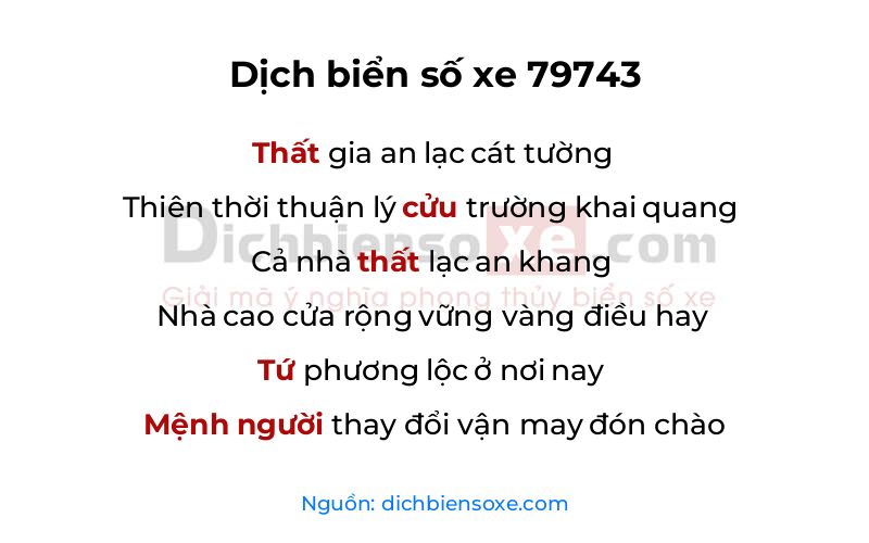 Dịch thơ biển số 79743