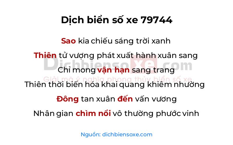 Dịch thơ biển số 79744