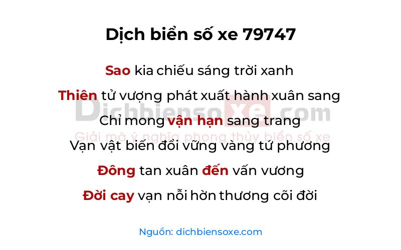 Dịch thơ biển số 79747