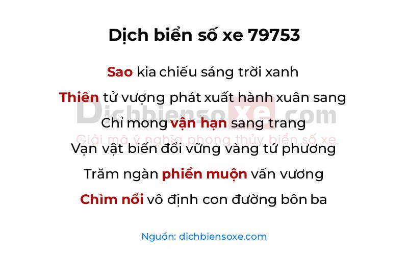 Dịch thơ biển số 79753