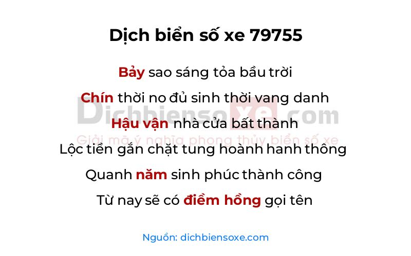 Dịch thơ biển số 79755