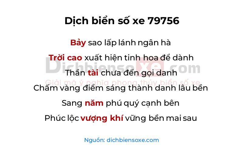 Dịch thơ biển số 79756