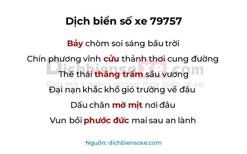 Dịch thơ biển số 79757