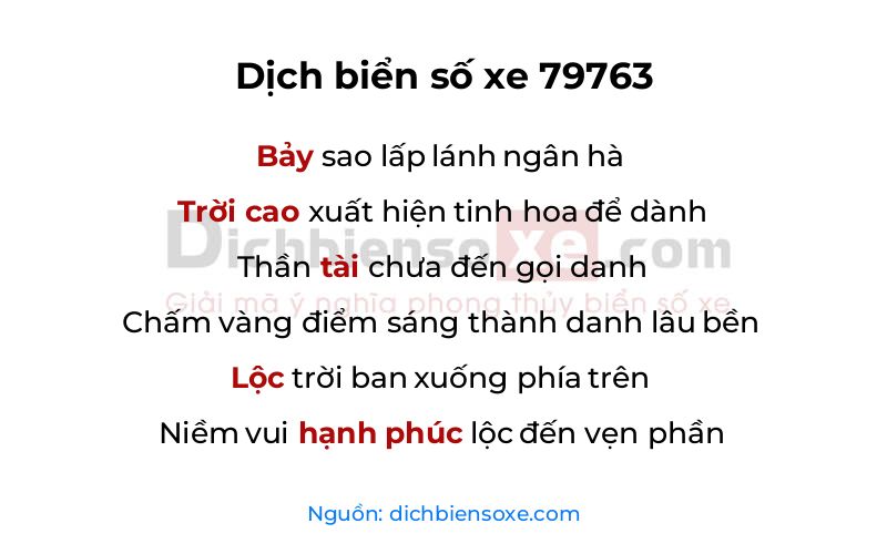 Dịch thơ biển số 79763