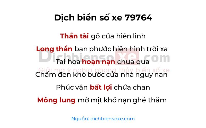Dịch thơ biển số 79764