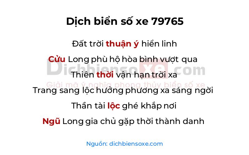 Dịch thơ biển số 79765