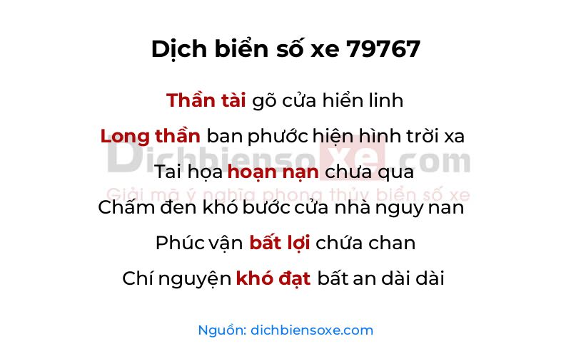 Dịch thơ biển số 79767