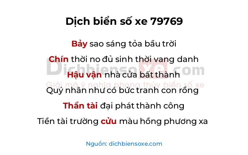 Dịch thơ biển số 79769