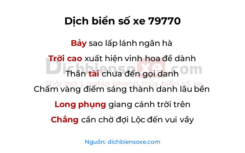 Dịch thơ biển số 79770