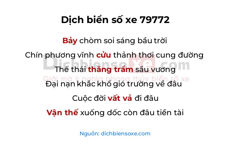 Dịch thơ biển số 79772