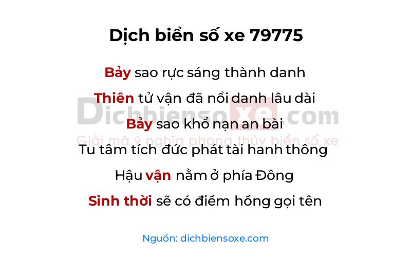 Dịch thơ biển số 79775