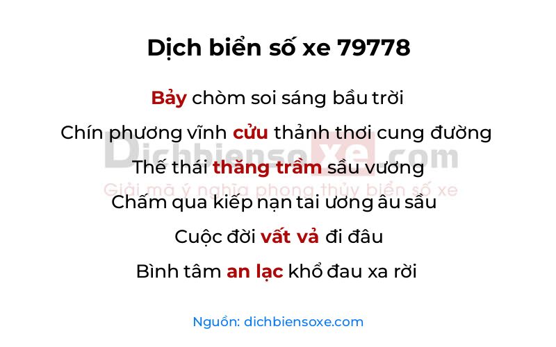 Dịch thơ biển số 79778