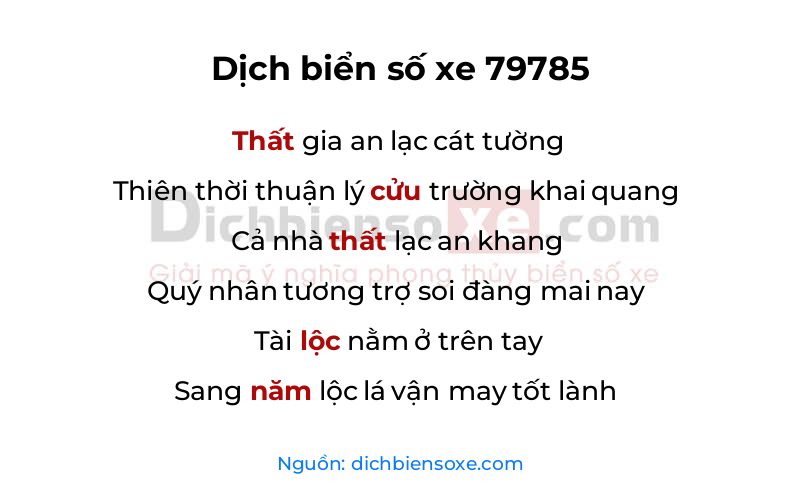Dịch thơ biển số 79785