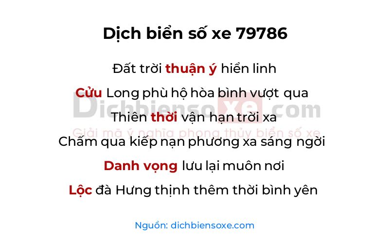 Dịch thơ biển số 79786