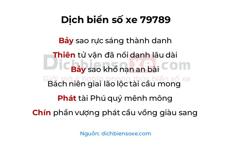Dịch thơ biển số 79789