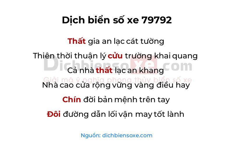 Dịch thơ biển số 79792