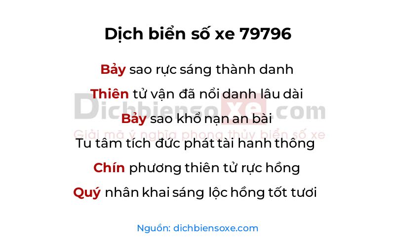 Dịch thơ biển số 79796