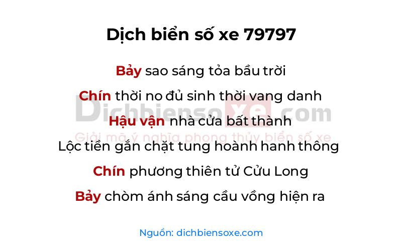 Dịch thơ biển số 79797