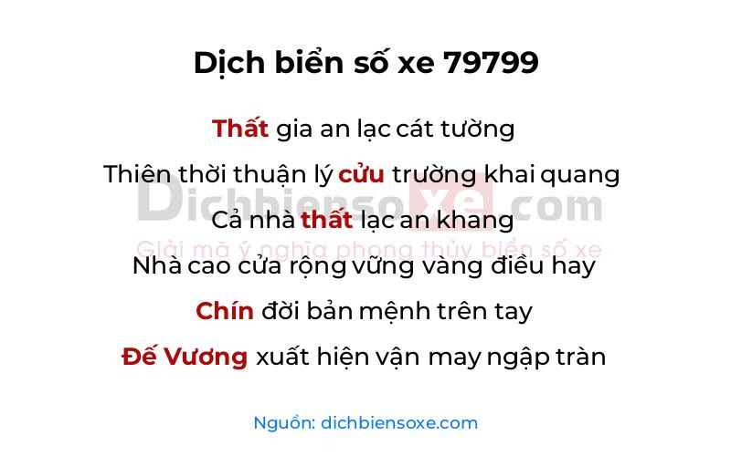 Dịch thơ biển số 79799