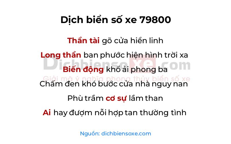 Dịch thơ biển số 79800