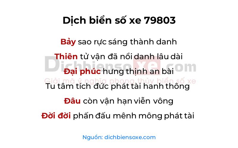 Dịch thơ biển số 79803