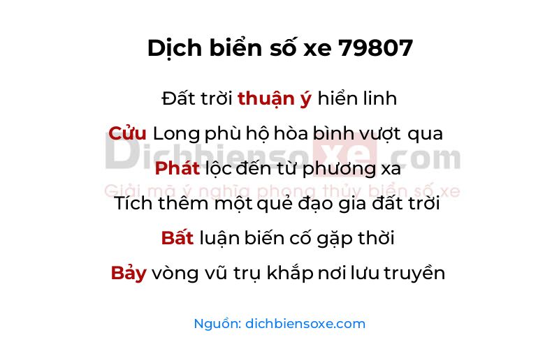 Dịch thơ biển số 79807