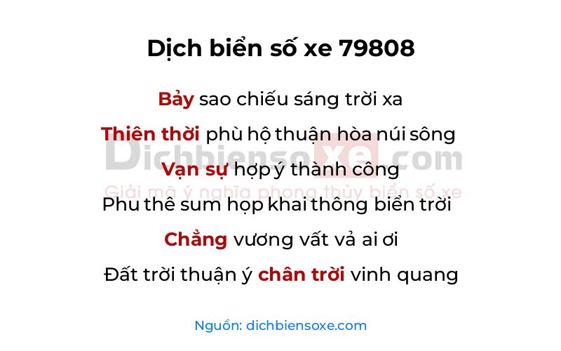 Dịch thơ biển số 79808