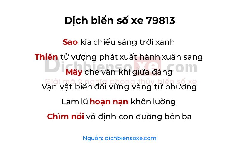 Dịch thơ biển số 79813