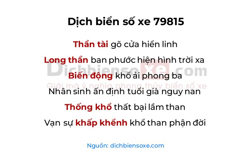 Dịch thơ biển số 79815