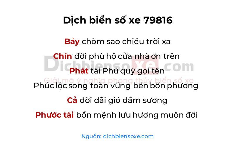Dịch thơ biển số 79816