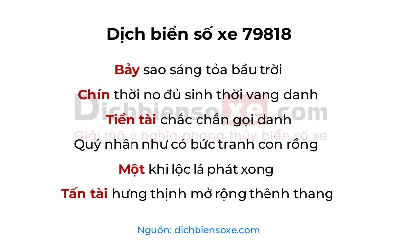 Dịch thơ biển số 79818
