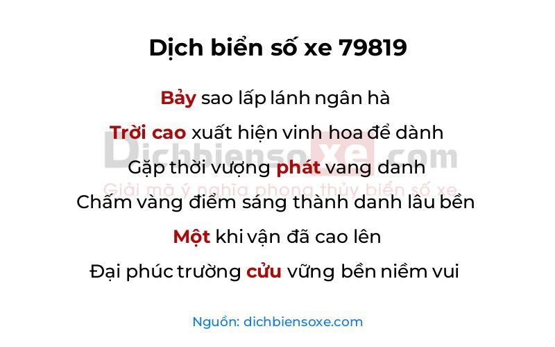 Dịch thơ biển số 79819