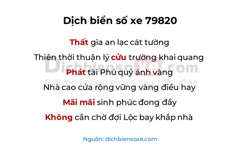 Dịch thơ biển số 79820