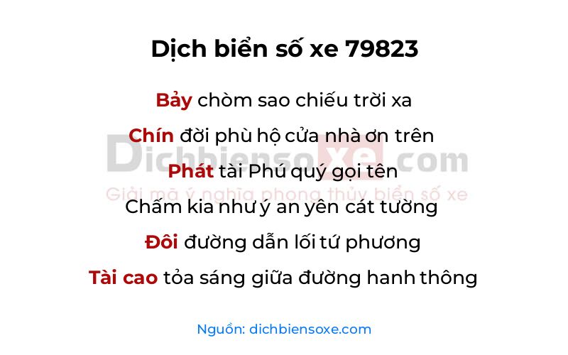 Dịch thơ biển số 79823