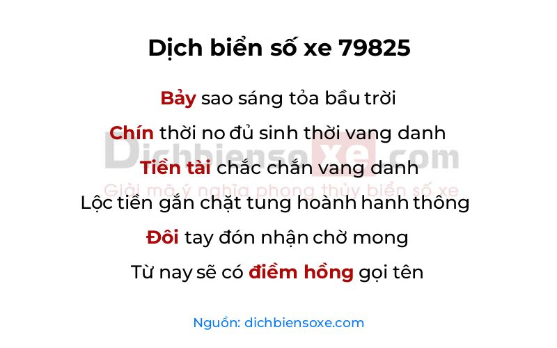 Dịch thơ biển số 79825