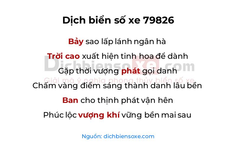 Dịch thơ biển số 79826