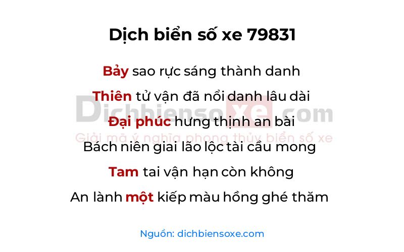 Dịch thơ biển số 79831