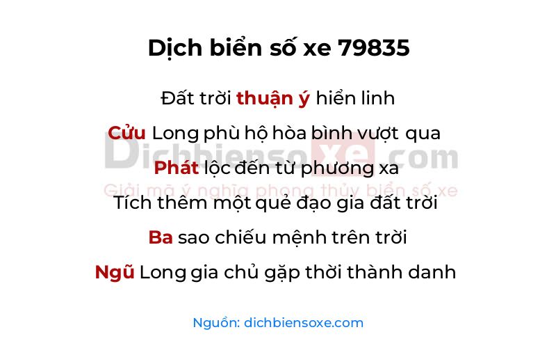 Dịch thơ biển số 79835