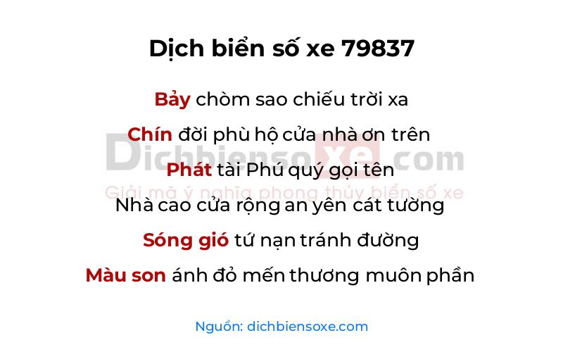 Dịch thơ biển số 79837