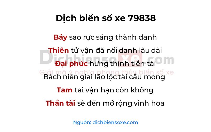 Dịch thơ biển số 79838