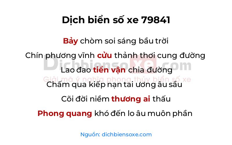 Dịch thơ biển số 79841