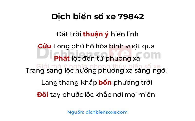 Dịch thơ biển số 79842